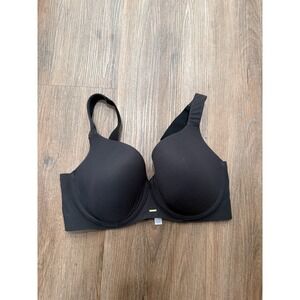 Cacique Black Lightly Lined Balconette Bra Underwire 38DDD Plus Size Microfiber